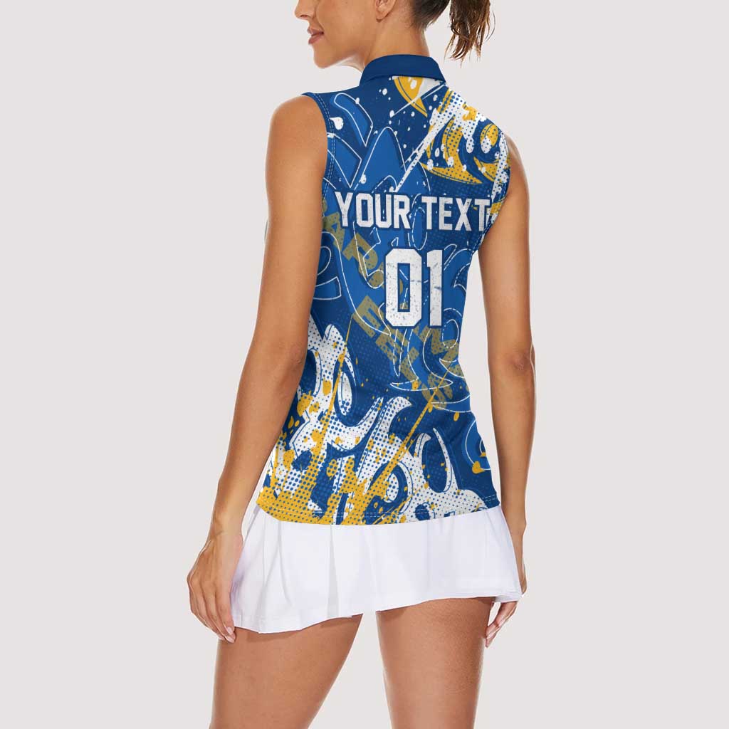 Personalized Parramatta Eels Rugby Women Sleeveless Polo Shirt Urban Street Graffiti Style - Distressed Splatter Elements