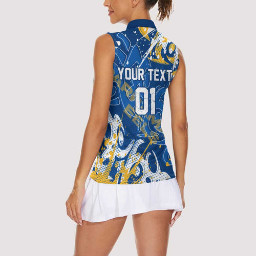 Personalized Parramatta Eels Rugby Women Sleeveless Polo Shirt Urban Street Graffiti Style - Distressed Splatter Elements