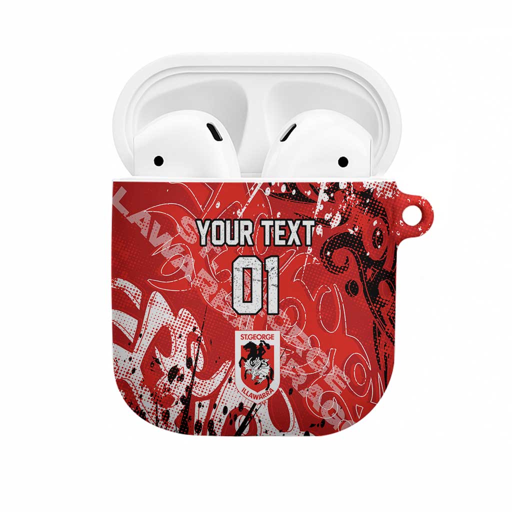 Personalized St. George Illawarra Dragons Rugby AirPods Case Urban Street Graffiti Style - Distressed Splatter Elements