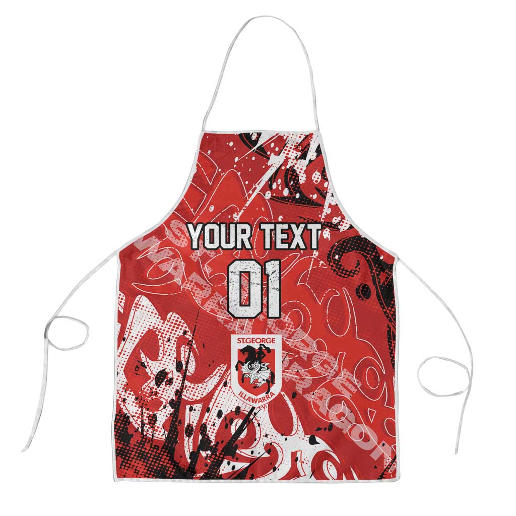 Personalized St. George Illawarra Dragons Rugby Apron Urban Street Graffiti Style - Distressed Splatter Elements