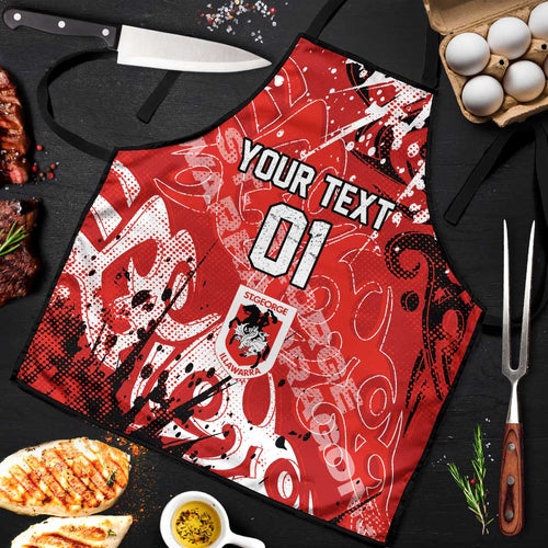 Personalized St. George Illawarra Dragons Rugby Apron Urban Street Graffiti Style - Distressed Splatter Elements