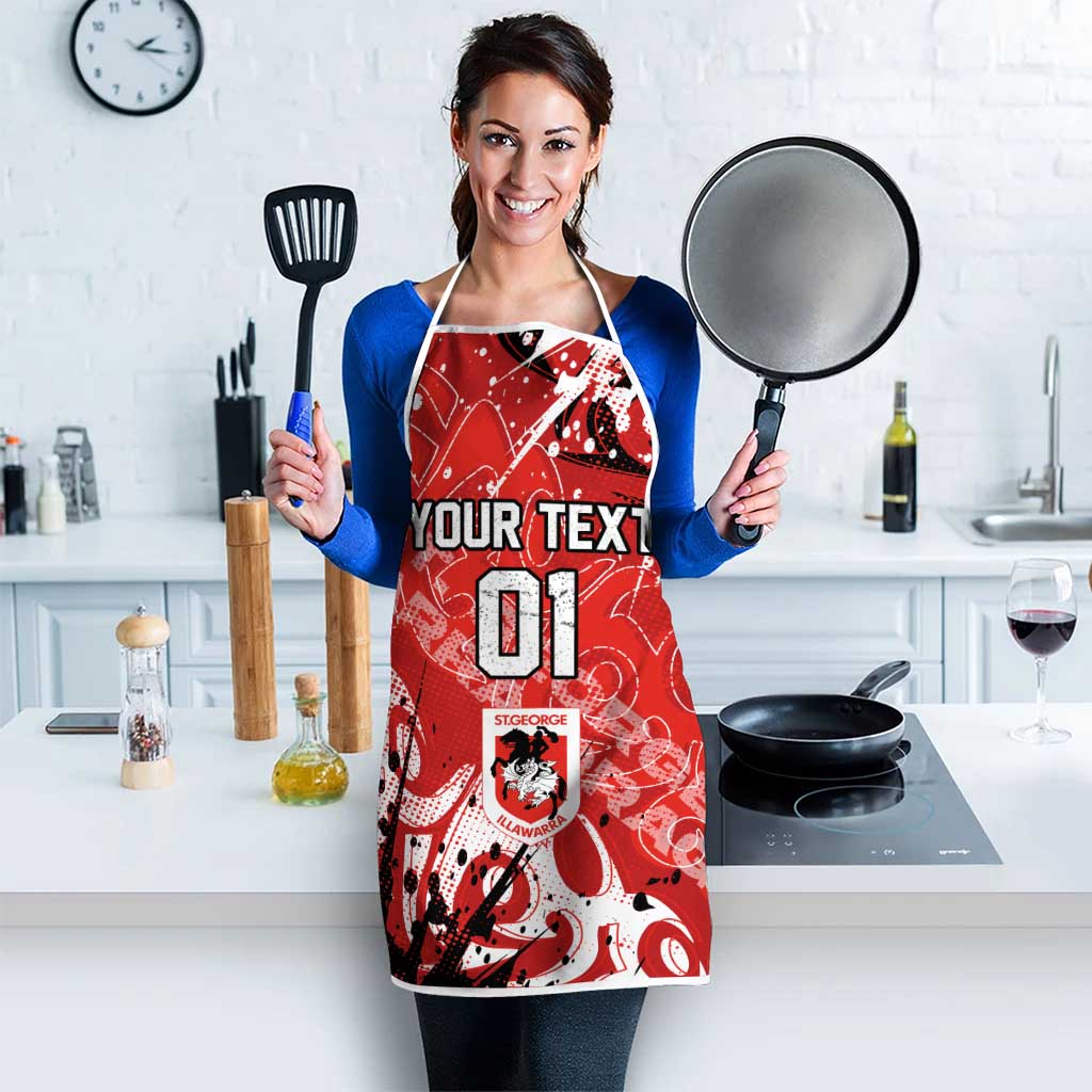 Personalized St. George Illawarra Dragons Rugby Apron Urban Street Graffiti Style - Distressed Splatter Elements