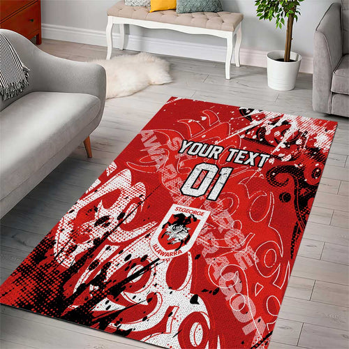 Personalized St. George Illawarra Dragons Rugby Area Rug Urban Street Graffiti Style - Distressed Splatter Elements