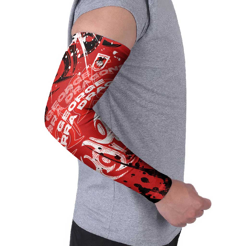 Personalized St. George Illawarra Dragons Rugby Arm Sleeves Urban Street Graffiti Style - Distressed Splatter Elements