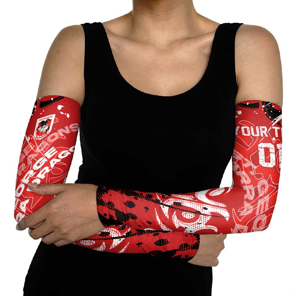 Personalized St. George Illawarra Dragons Rugby Arm Sleeves Urban Street Graffiti Style - Distressed Splatter Elements