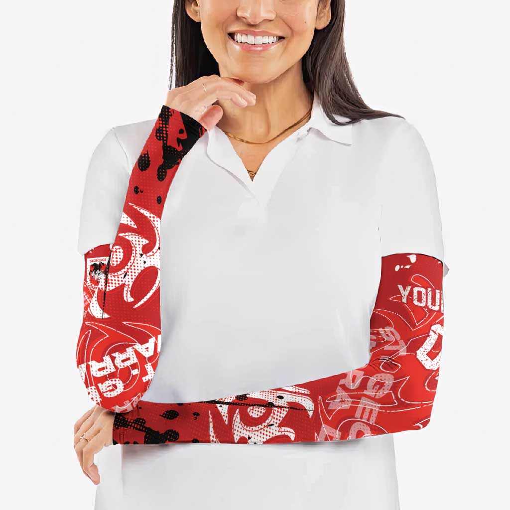 Personalized St. George Illawarra Dragons Rugby Arm Sleeves Urban Street Graffiti Style - Distressed Splatter Elements