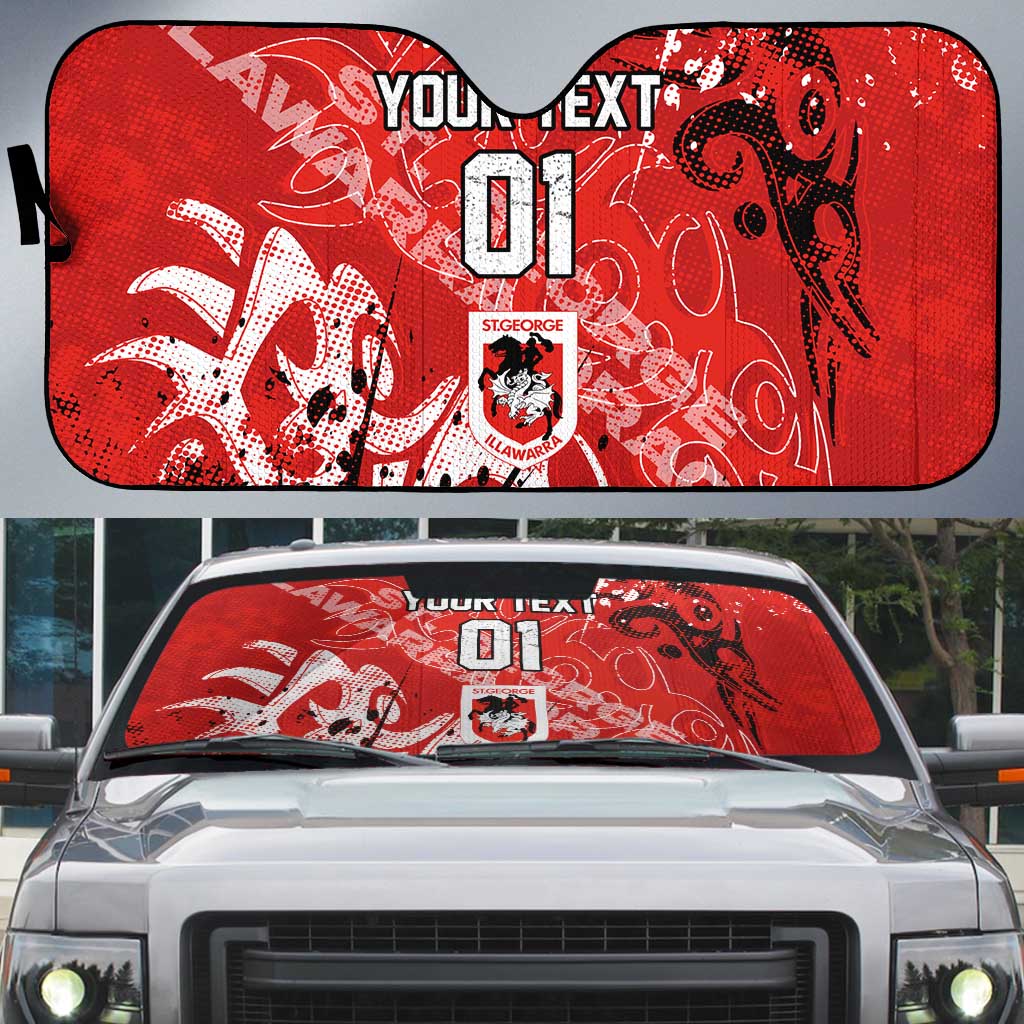 Personalized St. George Illawarra Dragons Rugby Auto Sun Shade Urban Street Graffiti Style - Distressed Splatter Elements