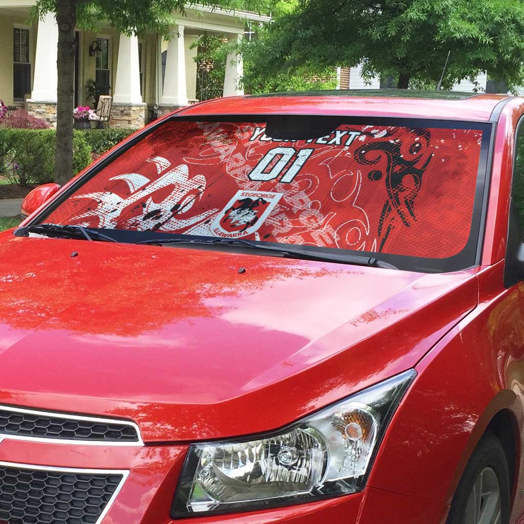 Personalized St. George Illawarra Dragons Rugby Auto Sun Shade Urban Street Graffiti Style - Distressed Splatter Elements