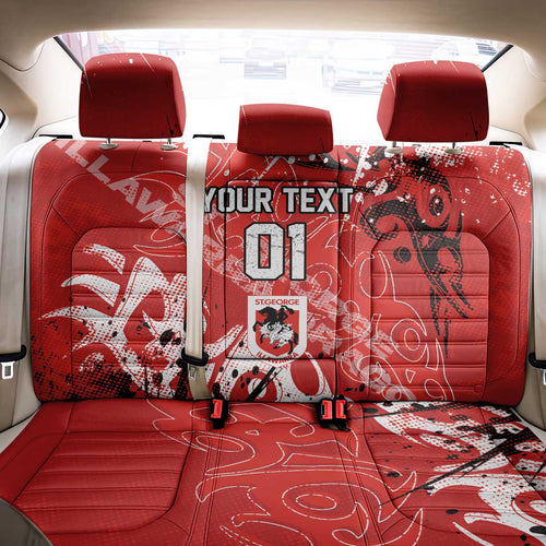 Personalized St. George Illawarra Dragons Rugby Back Car Seat Cover Urban Street Graffiti Style - Distressed Splatter Elements