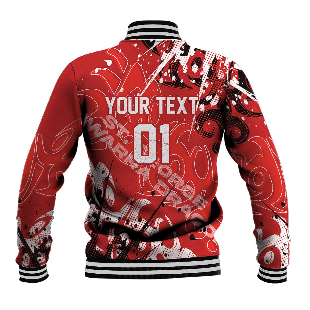 Personalized St. George Illawarra Dragons Rugby Baseball Jacket Urban Street Graffiti Style - Distressed Splatter Elements