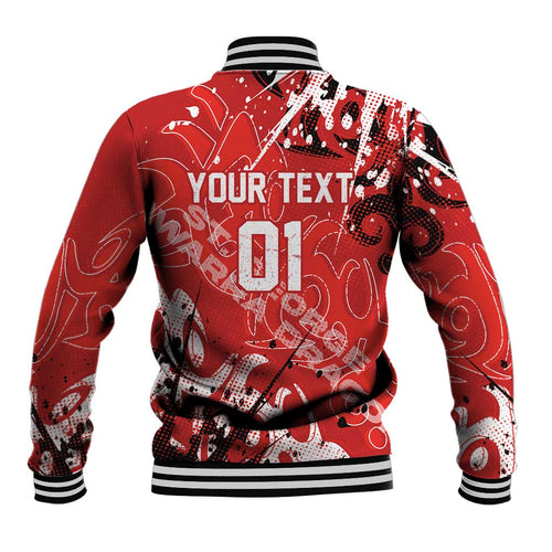 Personalized St. George Illawarra Dragons Rugby Baseball Jacket Urban Street Graffiti Style - Distressed Splatter Elements