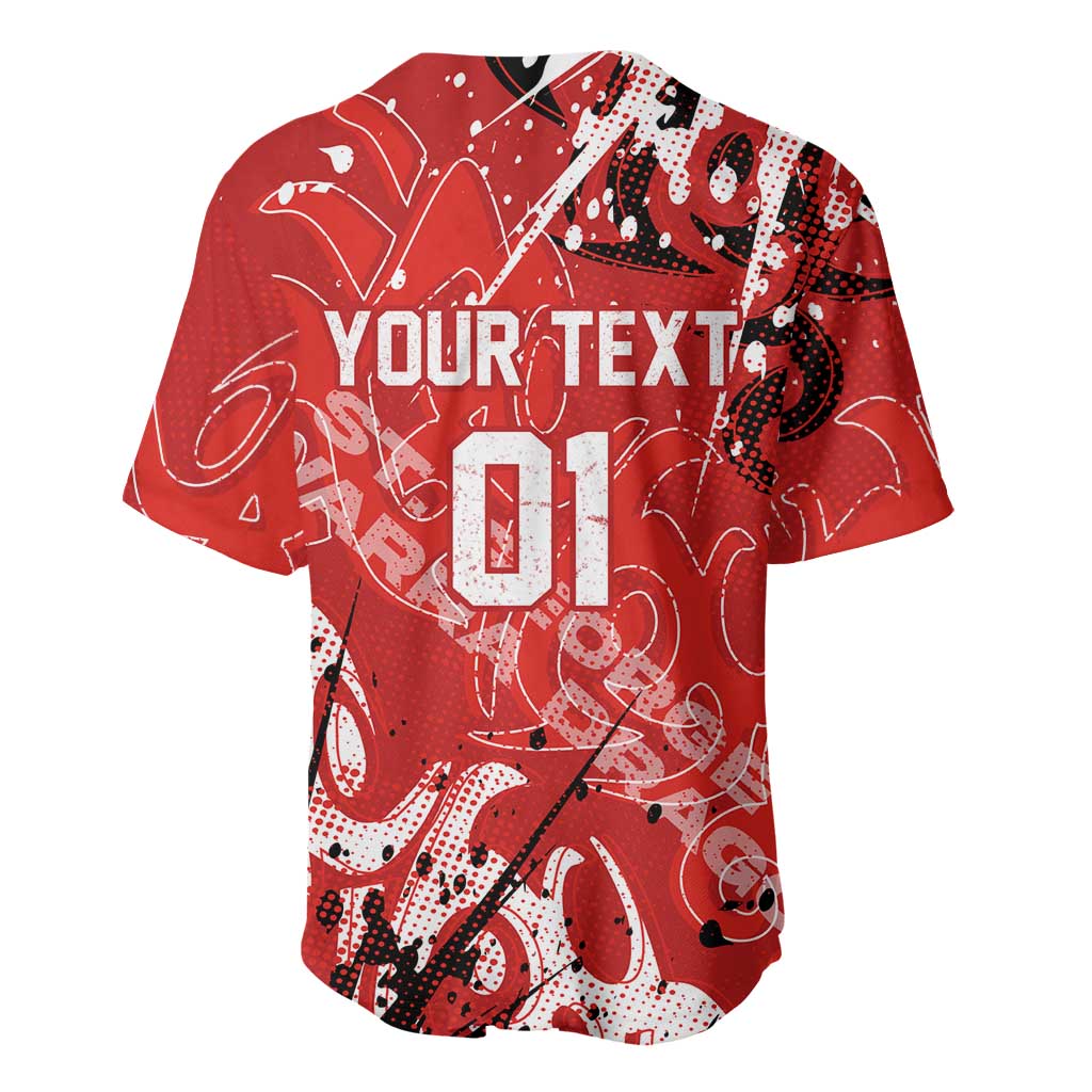 Personalized St. George Illawarra Dragons Rugby Baseball Jersey Urban Street Graffiti Style - Distressed Splatter Elements
