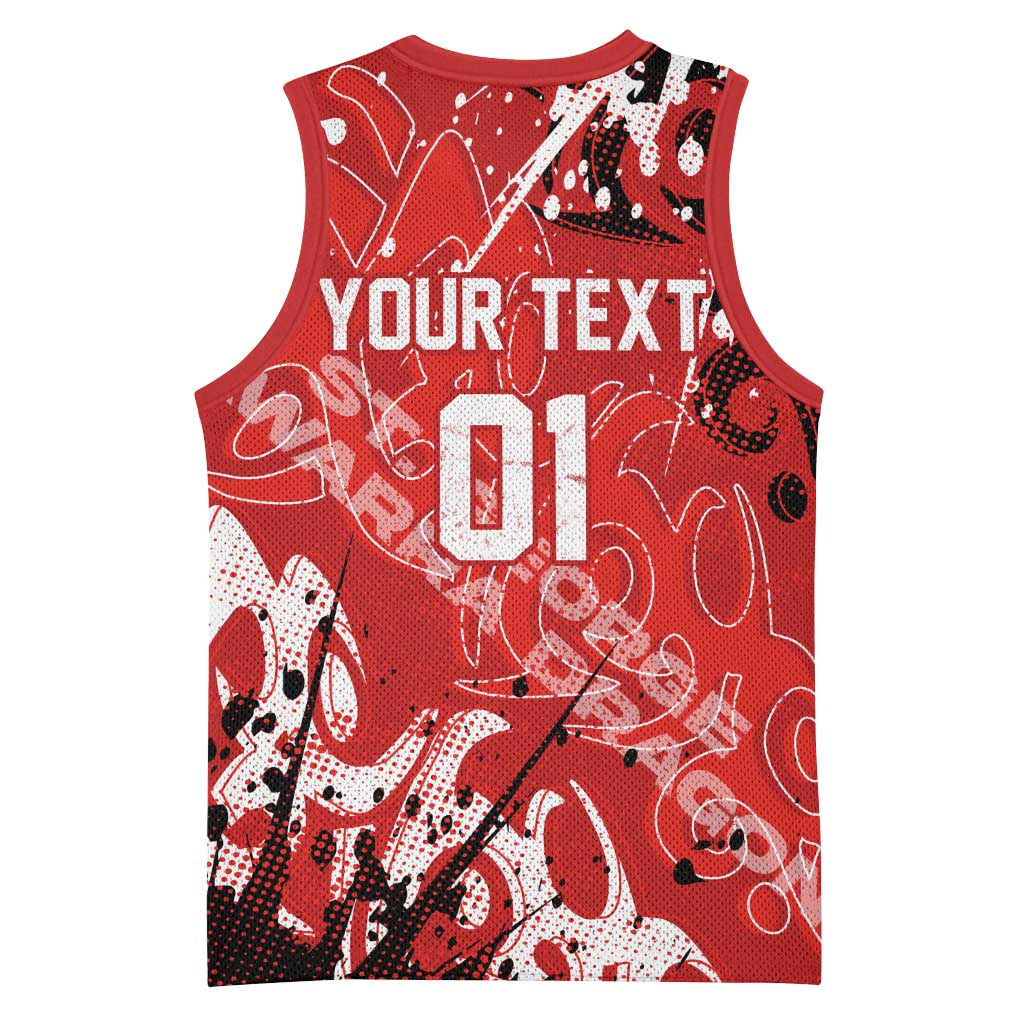 Personalized St. George Illawarra Dragons Rugby Basketball Jersey Urban Street Graffiti Style - Distressed Splatter Elements