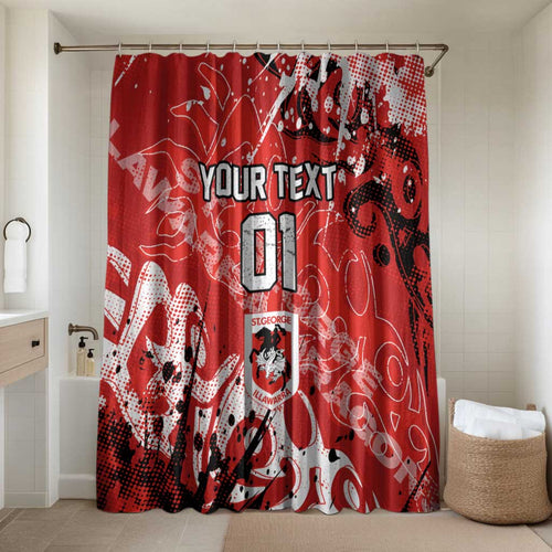 Personalized St. George Illawarra Dragons Rugby Bathroom Set Urban Street Graffiti Style - Distressed Splatter Elements