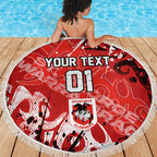 Personalized St. George Illawarra Dragons Rugby Beach Blanket Urban Street Graffiti Style - Distressed Splatter Elements