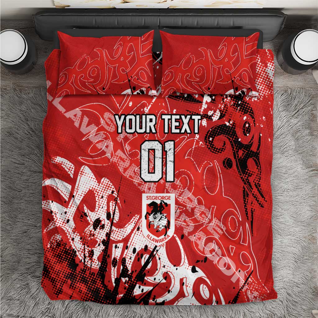 Personalized St. George Illawarra Dragons Rugby Bedding Set Urban Street Graffiti Style - Distressed Splatter Elements