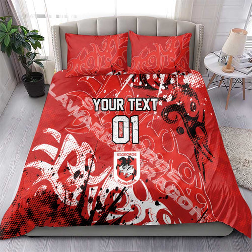 Personalized St. George Illawarra Dragons Rugby Bedding Set Urban Street Graffiti Style - Distressed Splatter Elements