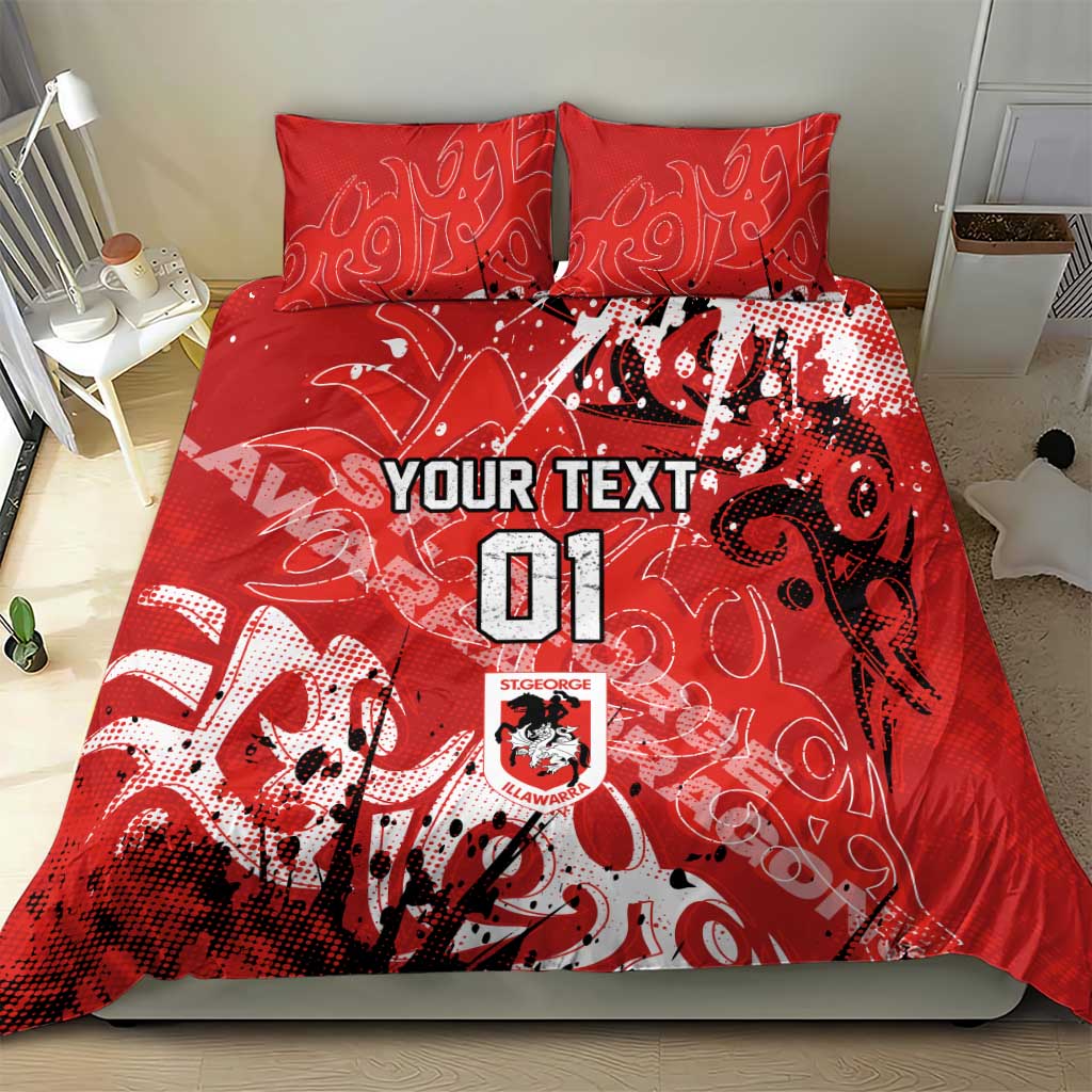 Personalized St. George Illawarra Dragons Rugby Bedding Set Urban Street Graffiti Style - Distressed Splatter Elements
