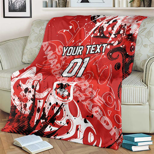 Personalized St. George Illawarra Dragons Rugby Blanket Urban Street Graffiti Style - Distressed Splatter Elements