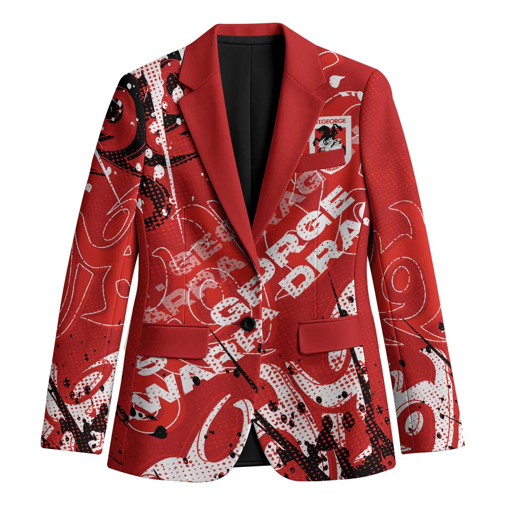 Personalized St. George Illawarra Dragons Rugby Blazer Urban Street Graffiti Style - Distressed Splatter Elements