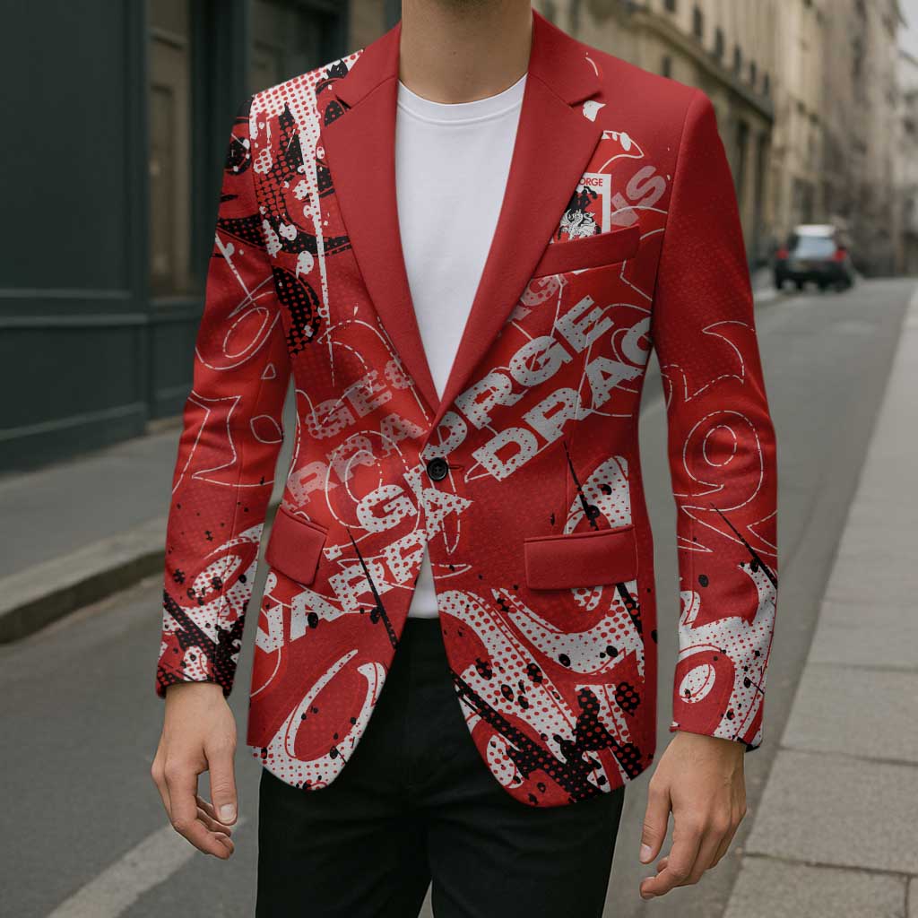 Personalized St. George Illawarra Dragons Rugby Blazer Urban Street Graffiti Style - Distressed Splatter Elements