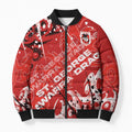 Personalized St. George Illawarra Dragons Rugby Bomber Puffer Jacket Urban Street Graffiti Style - Distressed Splatter Elements