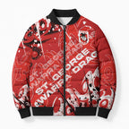 Personalized St. George Illawarra Dragons Rugby Bomber Puffer Jacket Urban Street Graffiti Style - Distressed Splatter Elements
