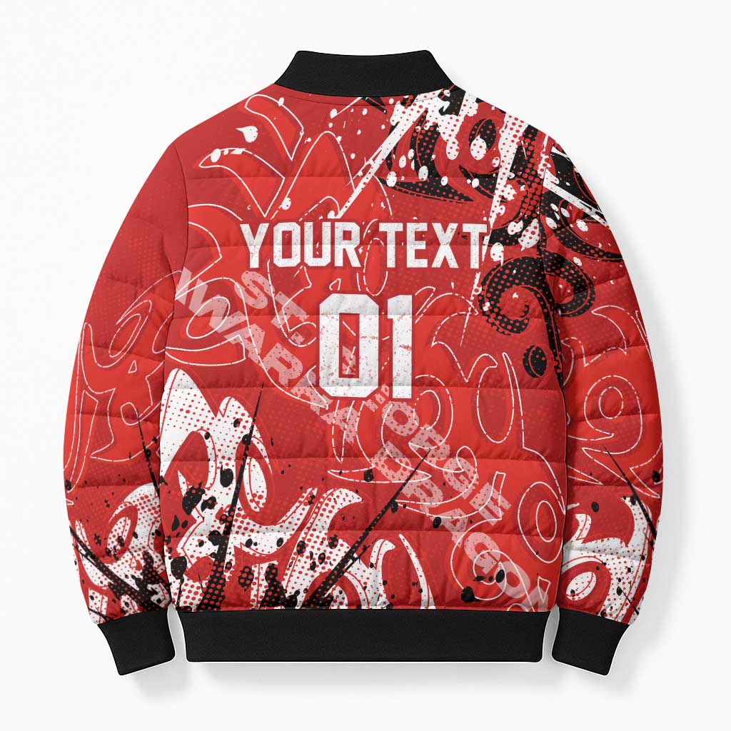 Personalized St. George Illawarra Dragons Rugby Bomber Puffer Jacket Urban Street Graffiti Style - Distressed Splatter Elements