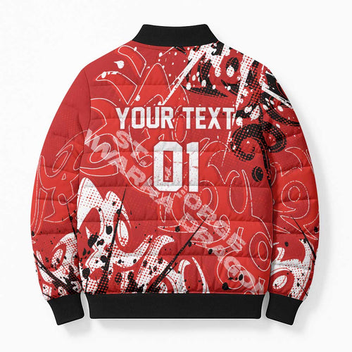 Personalized St. George Illawarra Dragons Rugby Bomber Puffer Jacket Urban Street Graffiti Style - Distressed Splatter Elements
