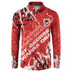 Personalized St. George Illawarra Dragons Rugby Button Sweatshirt Urban Street Graffiti Style - Distressed Splatter Elements