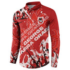 Personalized St. George Illawarra Dragons Rugby Button Sweatshirt Urban Street Graffiti Style - Distressed Splatter Elements