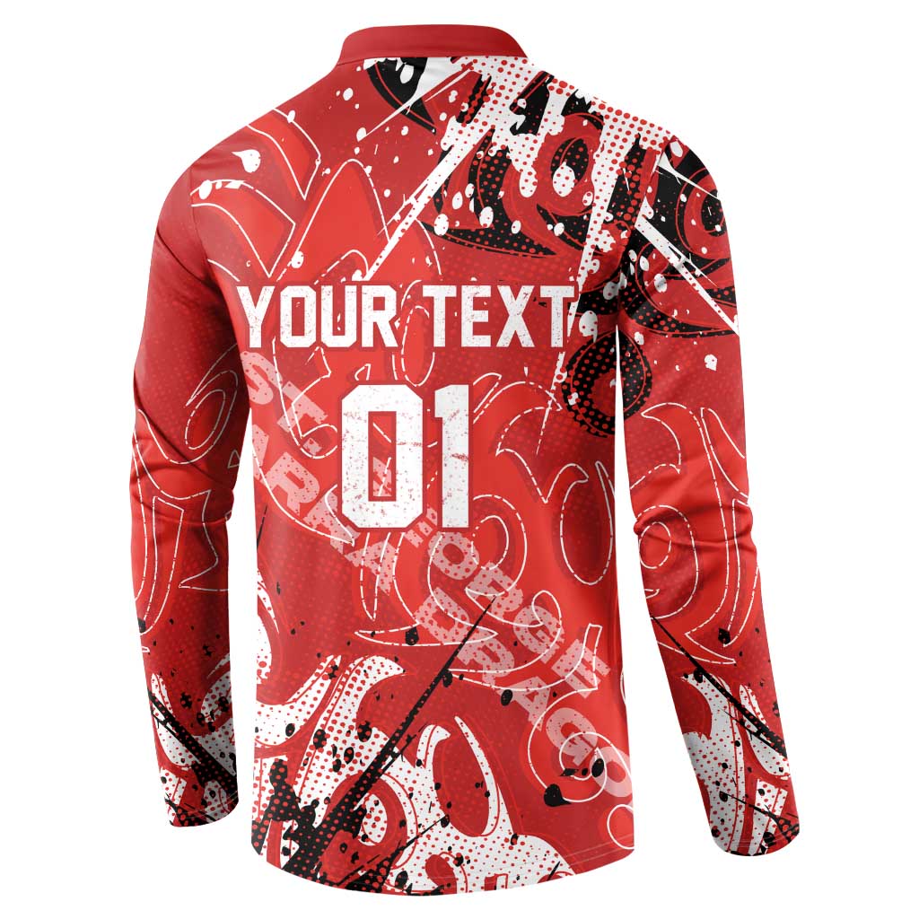 Personalized St. George Illawarra Dragons Rugby Button Sweatshirt Urban Street Graffiti Style - Distressed Splatter Elements