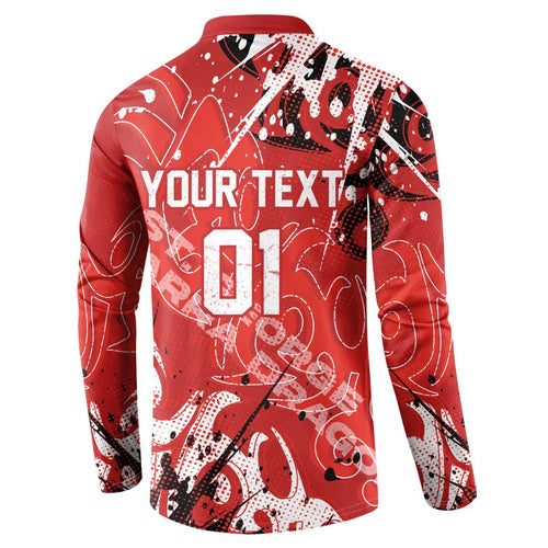 Personalized St. George Illawarra Dragons Rugby Button Sweatshirt Urban Street Graffiti Style - Distressed Splatter Elements