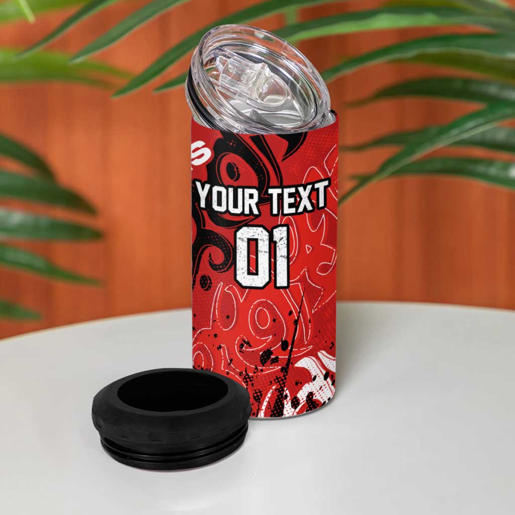 Personalized St. George Illawarra Dragons Rugby 4 in 1 Can Cooler Tumbler Urban Street Graffiti Style - Distressed Splatter Elements