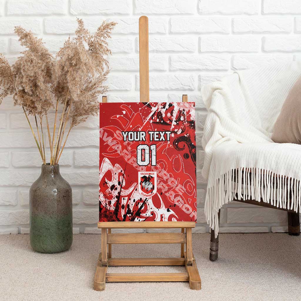 Personalized St. George Illawarra Dragons Rugby Canvas Wall Art Urban Street Graffiti Style - Distressed Splatter Elements
