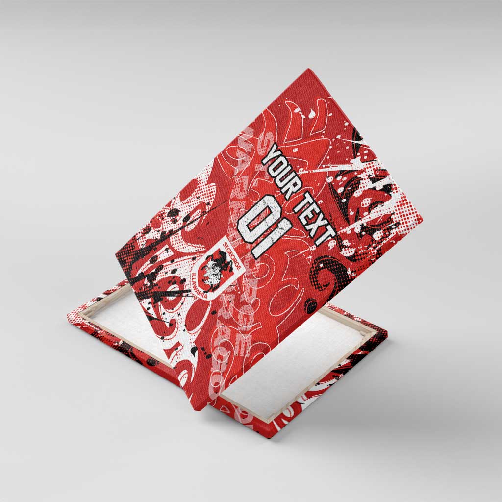 Personalized St. George Illawarra Dragons Rugby Canvas Wall Art Urban Street Graffiti Style - Distressed Splatter Elements