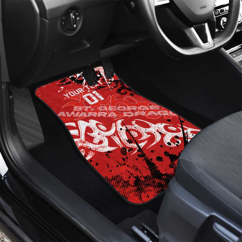 Personalized St. George Illawarra Dragons Rugby Car Mats Urban Street Graffiti Style - Distressed Splatter Elements