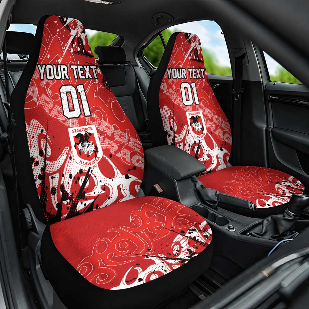 Personalized St. George Illawarra Dragons Rugby Car Seat Cover Urban Street Graffiti Style - Distressed Splatter Elements