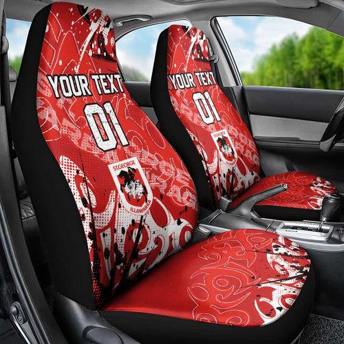 Personalized St. George Illawarra Dragons Rugby Car Seat Cover Urban Street Graffiti Style - Distressed Splatter Elements