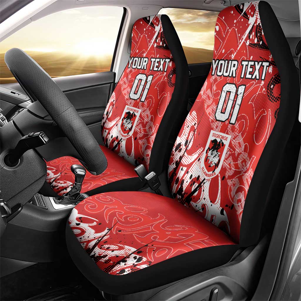 Personalized St. George Illawarra Dragons Rugby Car Seat Cover Urban Street Graffiti Style - Distressed Splatter Elements