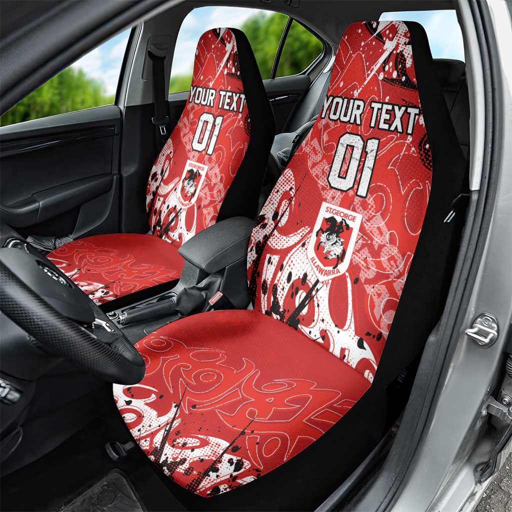 Personalized St. George Illawarra Dragons Rugby Car Seat Cover Urban Street Graffiti Style - Distressed Splatter Elements