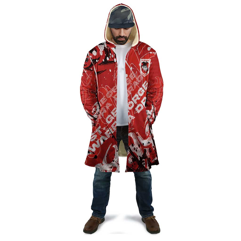 Personalized St. George Illawarra Dragons Rugby Cloak Urban Street Graffiti Style - Distressed Splatter Elements
