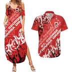 Personalized St. George Illawarra Dragons Rugby Couples Matching Summer Maxi Dress and Hawaiian Shirt Urban Street Graffiti Style - Distressed Splatter Elements