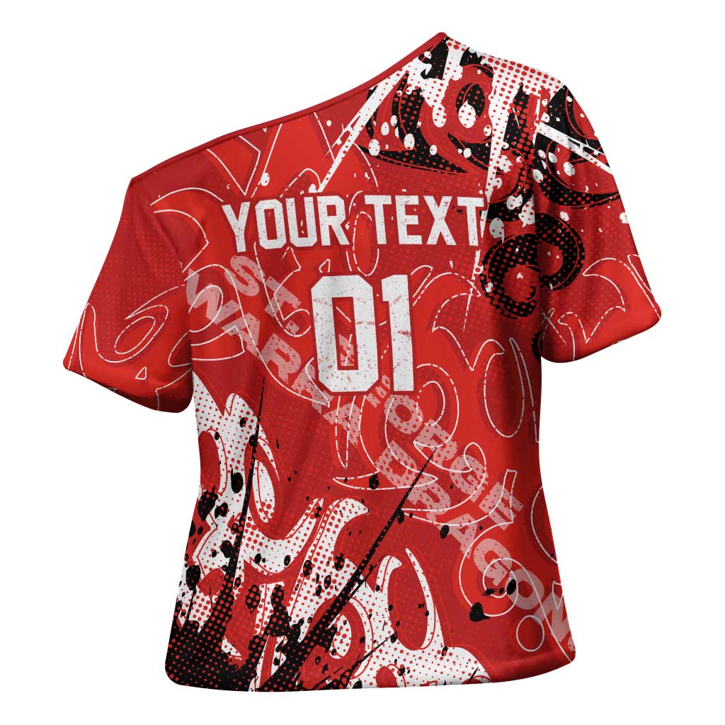 Personalized St. George Illawarra Dragons Rugby Cross Shoulder Shirt Urban Street Graffiti Style - Distressed Splatter Elements