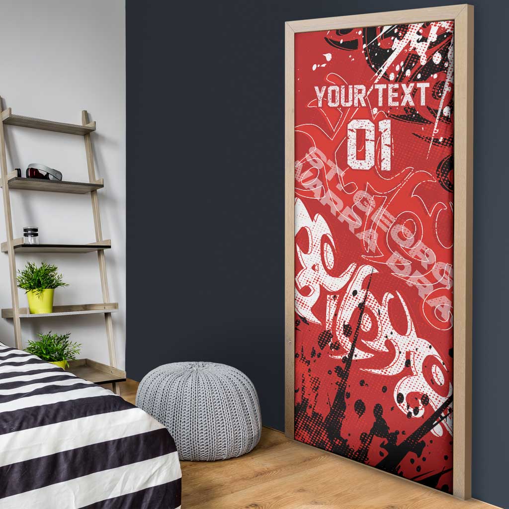 Personalized St. George Illawarra Dragons Rugby Door Cover Urban Street Graffiti Style - Distressed Splatter Elements