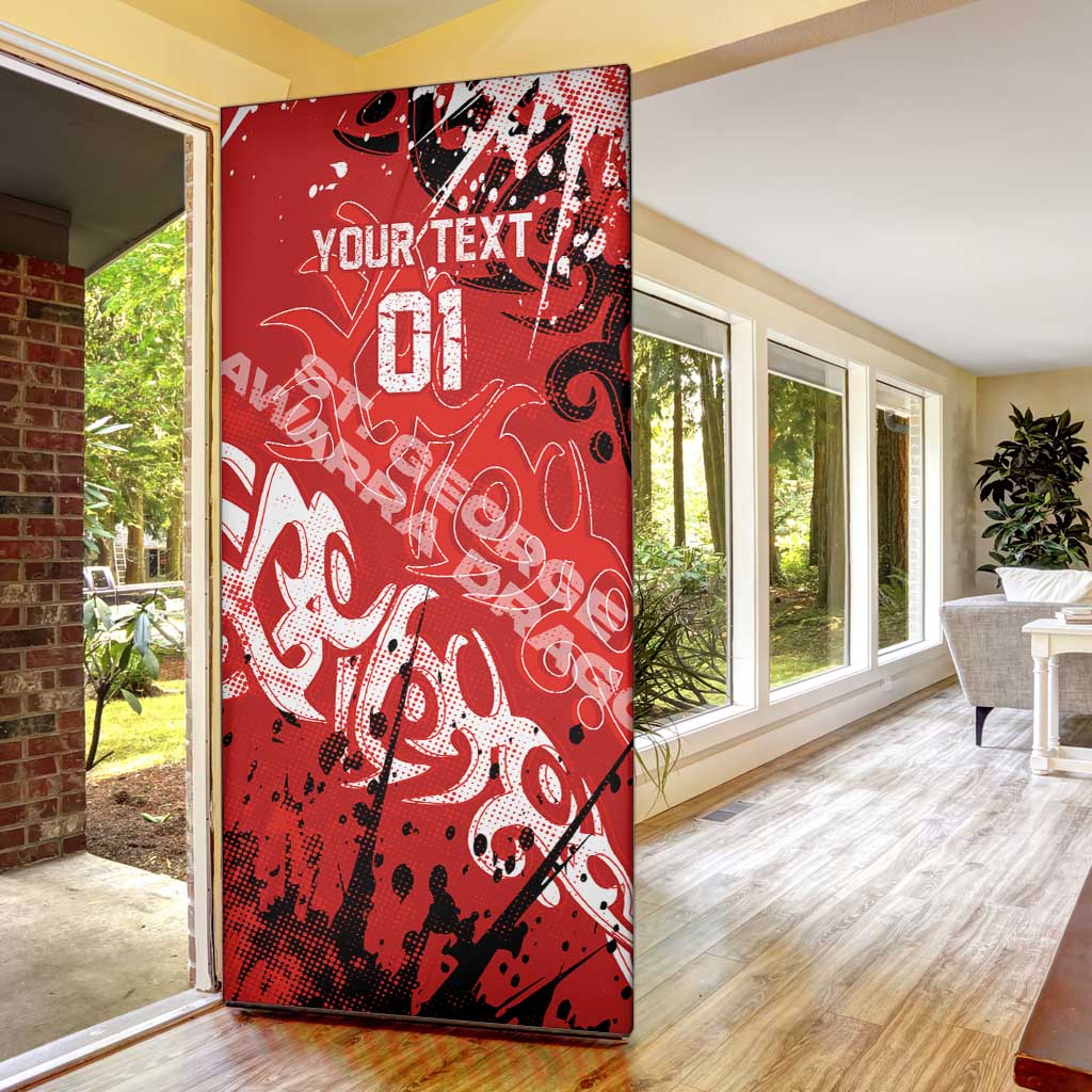 Personalized St. George Illawarra Dragons Rugby Door Cover Urban Street Graffiti Style - Distressed Splatter Elements