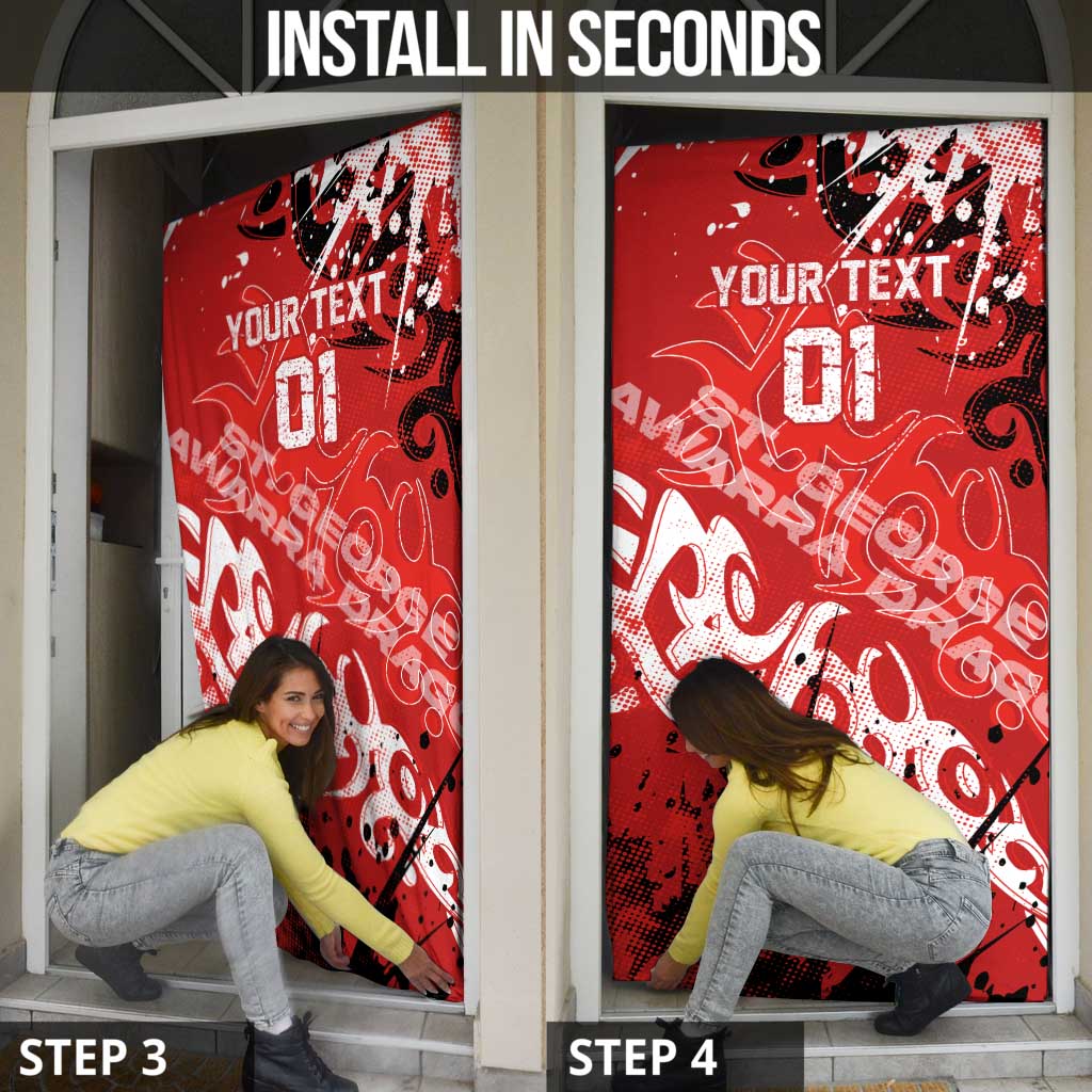 Personalized St. George Illawarra Dragons Rugby Door Cover Urban Street Graffiti Style - Distressed Splatter Elements