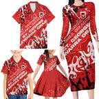 Personalized St. George Illawarra Dragons Rugby Family Matching Long Sleeve Bodycon Dress and Hawaiian Shirt Urban Street Graffiti Style - Distressed Splatter Elements