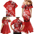 Personalized St. George Illawarra Dragons Rugby Family Matching Mermaid Dress and Hawaiian Shirt Urban Street Graffiti Style - Distressed Splatter Elements