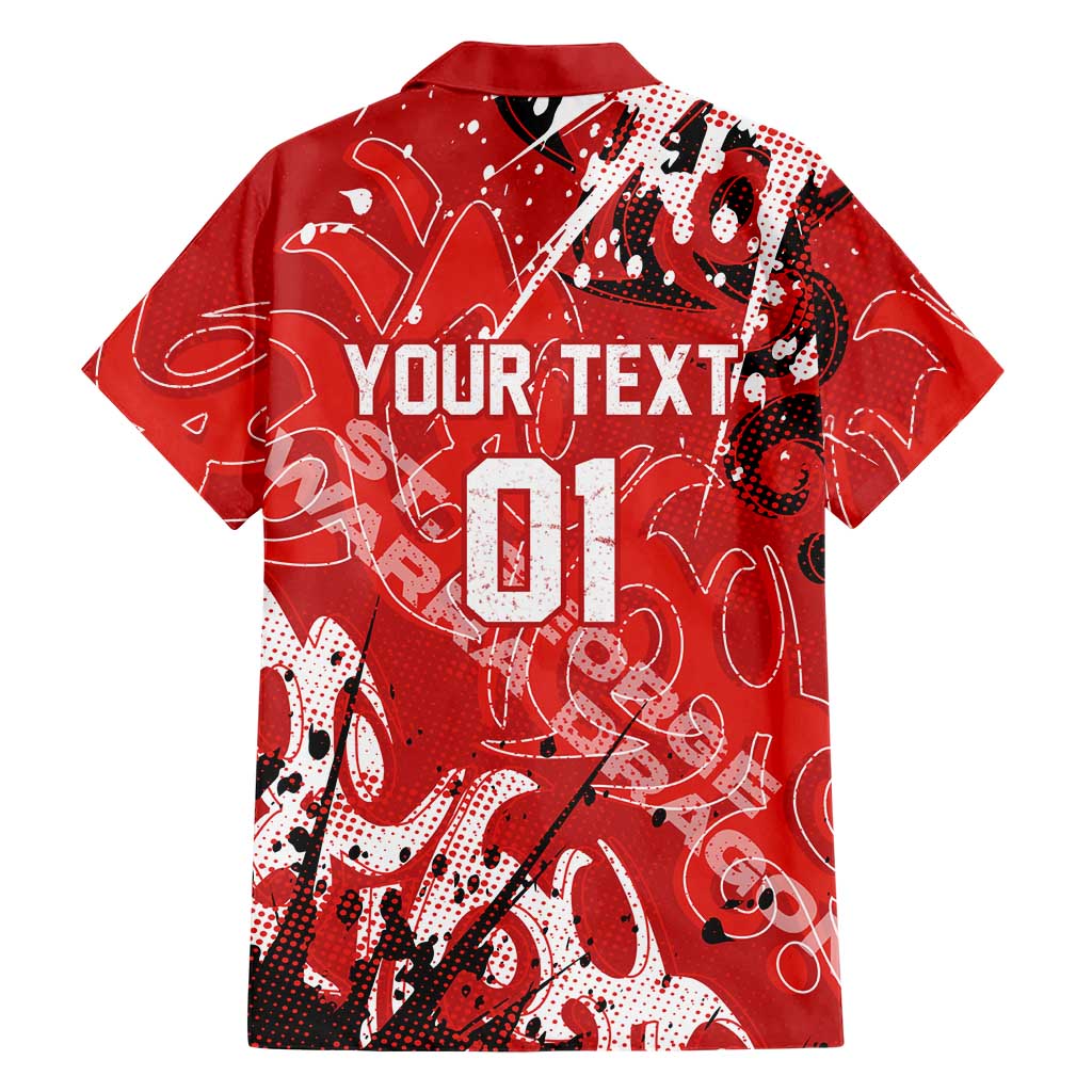 Personalized St. George Illawarra Dragons Rugby Family Matching Off The Shoulder Long Sleeve Dress and Hawaiian Shirt Urban Street Graffiti Style - Distressed Splatter Elements